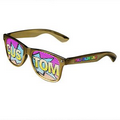 Gold Logo Lenses Custom Printed Lenses Retro Sunglasses - Full Color Arm Printed